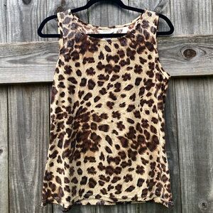 Neiman Marcus Exclusive Sequined Animal Print Tank Top Size S